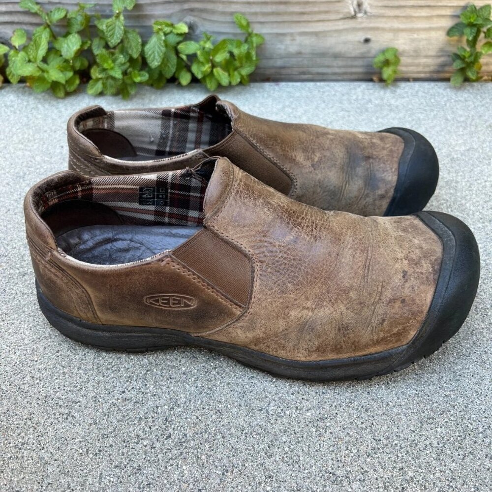 KEEN Brixen Low Waterproof Shoes Men's 10.5 Hiking Outdoor Leather Slip On Brown